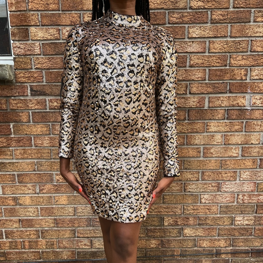 Sequin Cheetah Dress